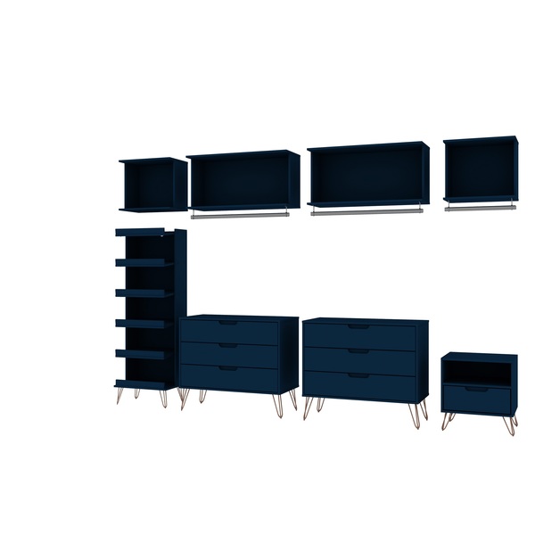 Manhattan Comfort Rockefeller 8- Piece Open Wardrobe, Tatiana Midnight Blue 149GMC4